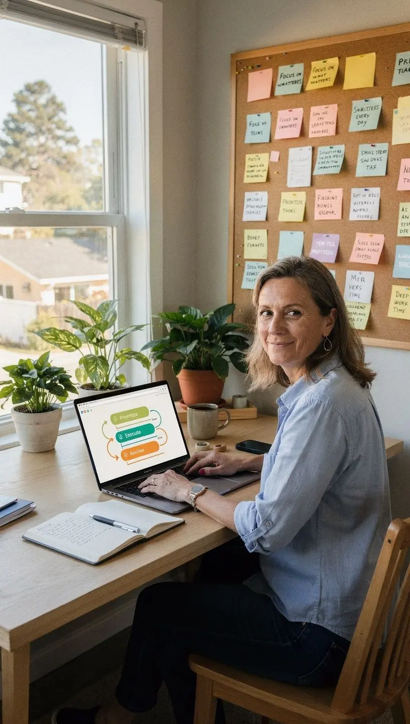 Smartphone screen showing a productivity app with automated reminders and task lists for improved workflow